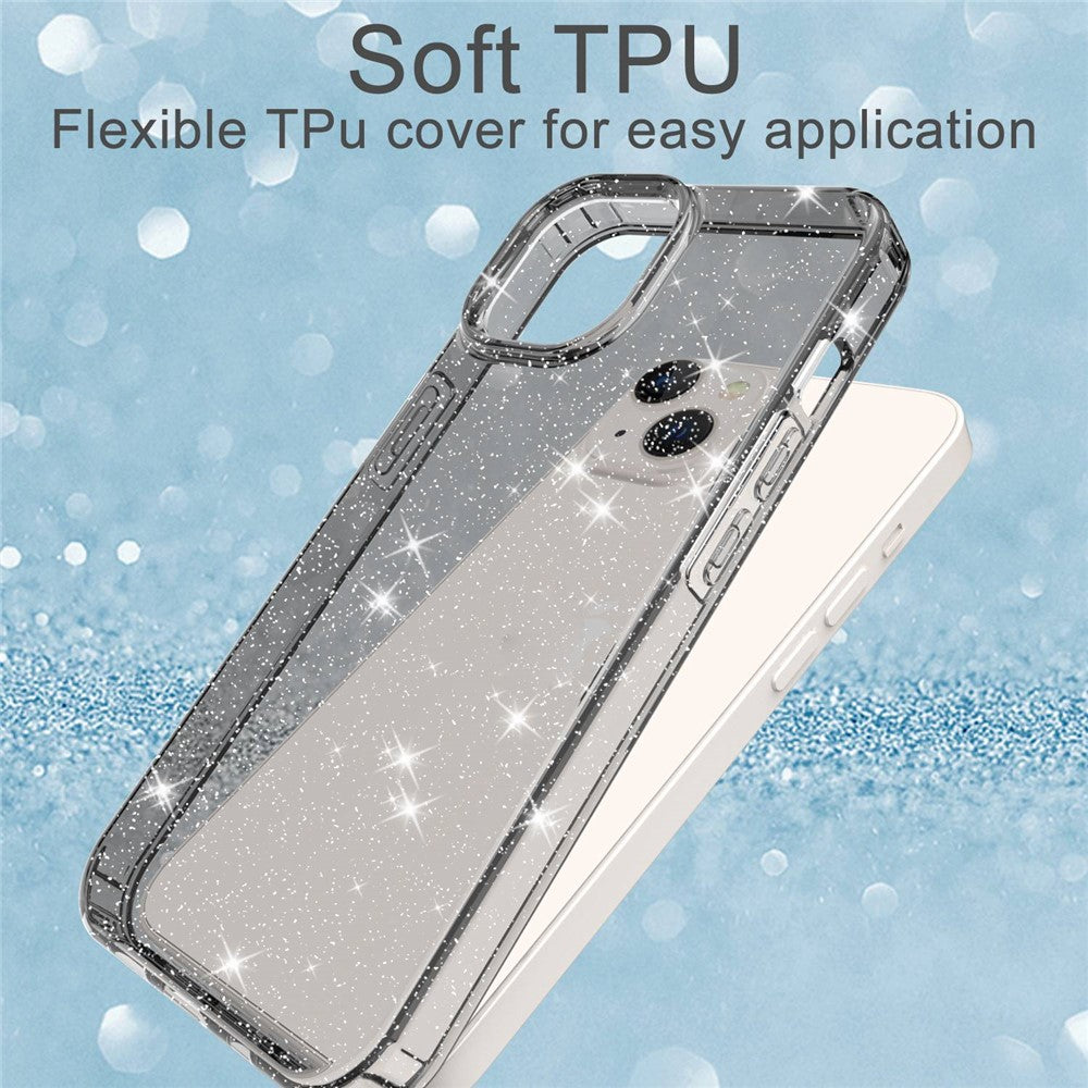 GW18 til iPhone 14 Transparent Glitter Powder Anti-Scratch blødt TPU-etui telefonbagside