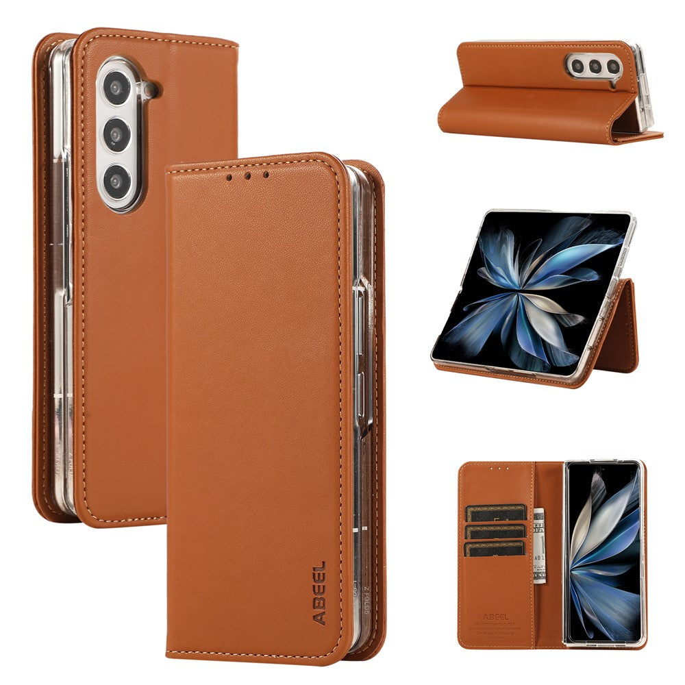 ABEEL For Samsung Galaxy Z Fold5 5G Stand Case RFID Blocking Leather Phone Cover