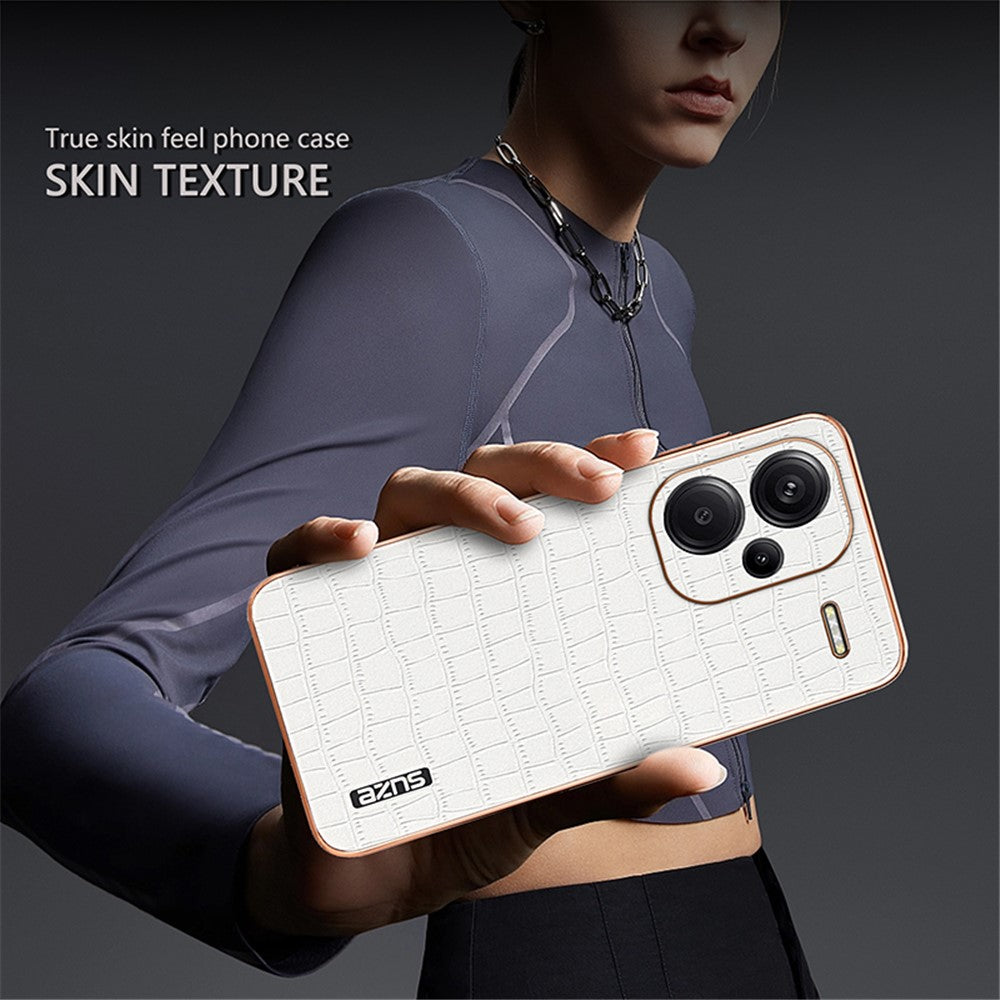 AZNS For Xiaomi Redmi Note 13 Pro+ 5G Electroplating Case Textured PU+TPU Phone Cover