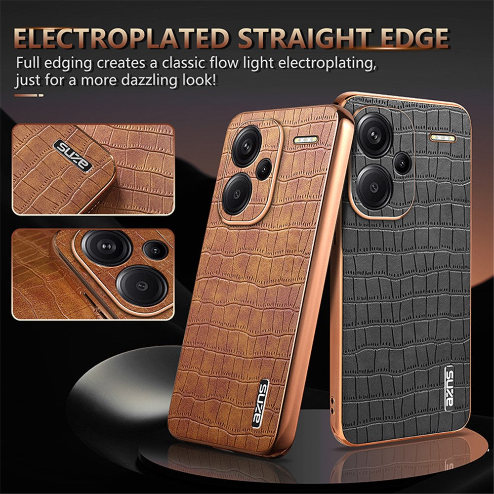 AZNS For Xiaomi Redmi Note 13 Pro+ 5G Electroplating Case Textured PU+TPU Phone Cover