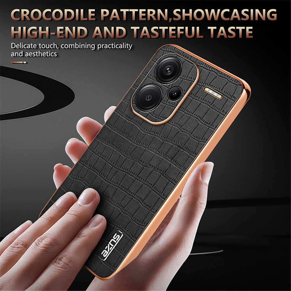 AZNS For Xiaomi Redmi Note 13 Pro+ 5G Electroplating Case Textured PU+TPU Phone Cover
