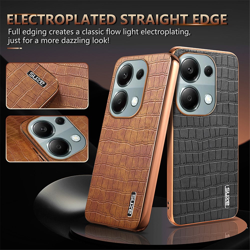 AZNS For Xiaomi Redmi Note 13 Pro 4G / Poco M6 Pro 4G Case Shockproof PU+TPU Electroplated Phone Cover