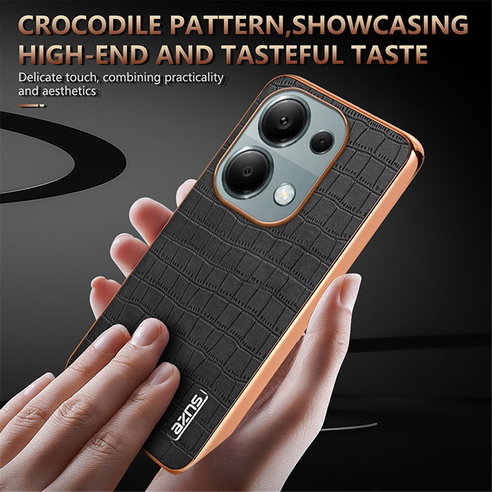 AZNS For Xiaomi Redmi Note 13 Pro 4G / Poco M6 Pro 4G Case Shockproof PU+TPU Electroplated Phone Cover