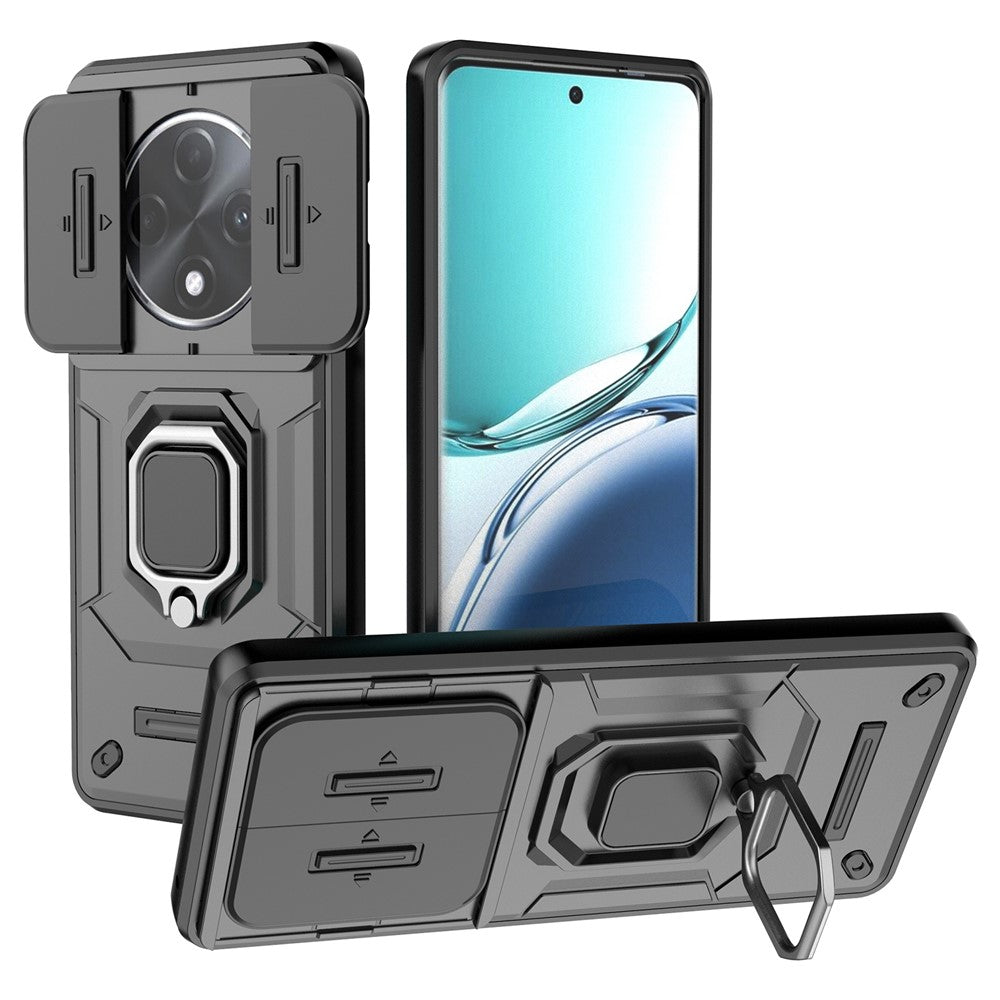 Oppo F27 Pro+ 5G-skal med stativ och PC+TPU-mobilskal med linsskydd