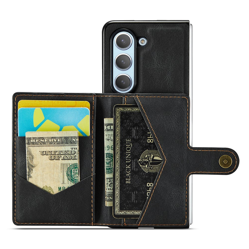 JEEHOOD J01 For Samsung Galaxy Z Fold5 5G Case Card Bag Leather+PC Folding Phone Cover