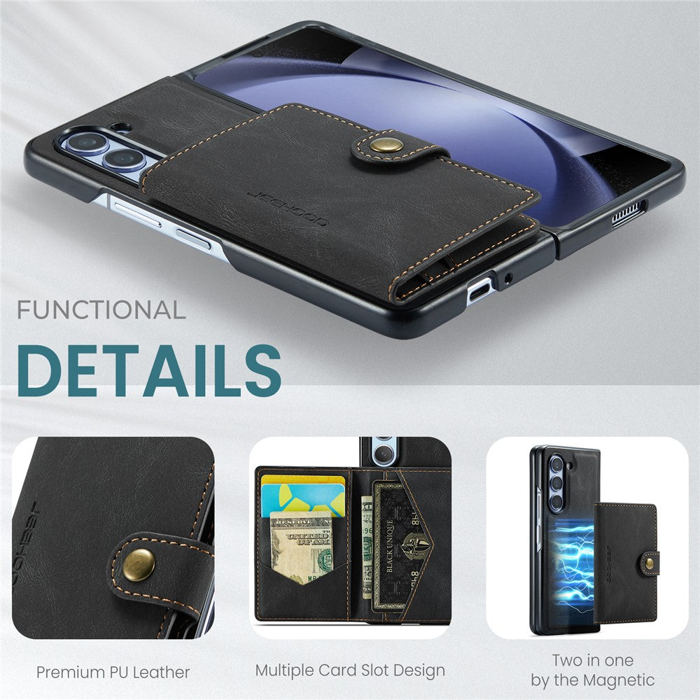JEEHOOD J01 For Samsung Galaxy Z Fold5 5G Case Card Bag Leather+PC Folding Phone Cover