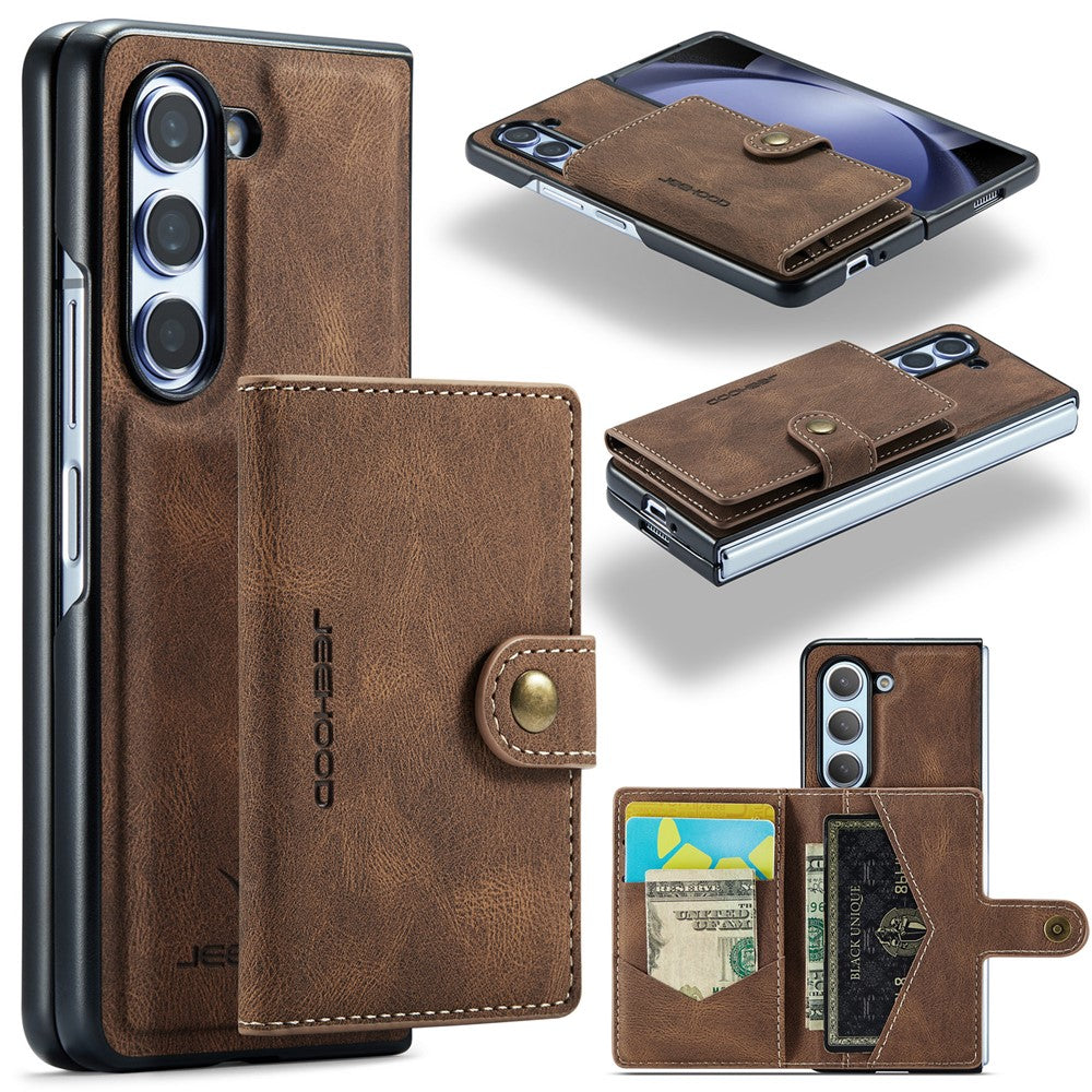 JEEHOOD J01 For Samsung Galaxy Z Fold5 5G Case Card Bag Leather+PC Folding Phone Cover