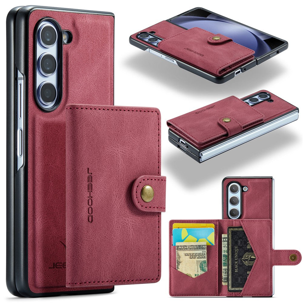 JEEHOOD J01 For Samsung Galaxy Z Fold5 5G Case Card Bag Leather+PC Folding Phone Cover