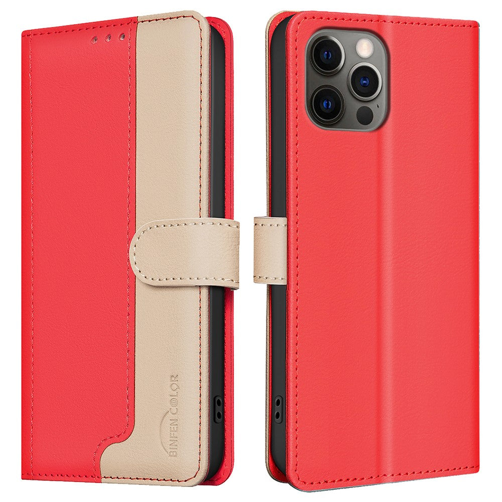 BINFEN COLOR BF33 For iPhone 16 Pro Max Case Splicing Color Anti-Drop Leather Cover