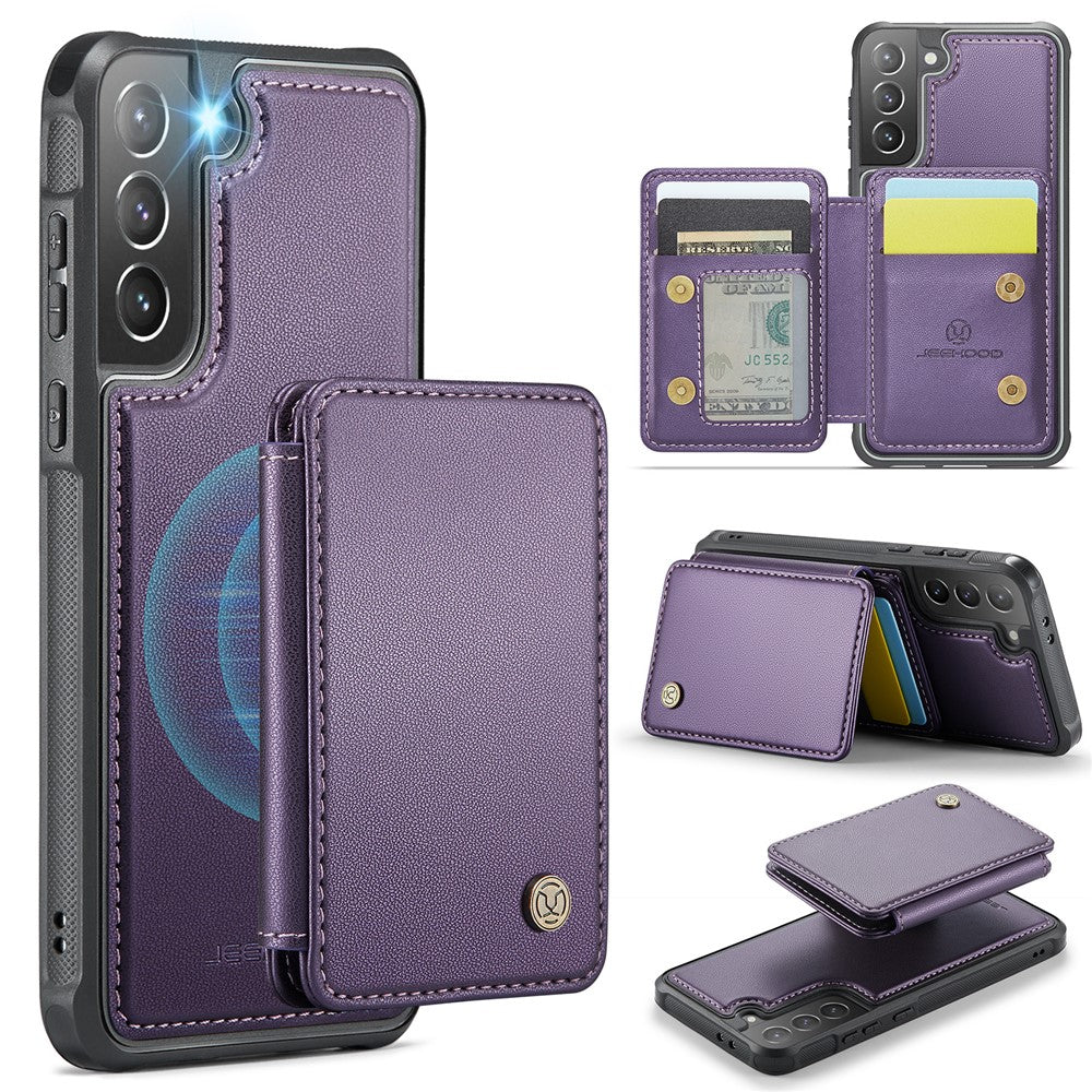 JEEHOOD J05 For Samsung Galaxy S21+ 5G Case Leather Mobile Cover with Detachable Magnetic Card Bag