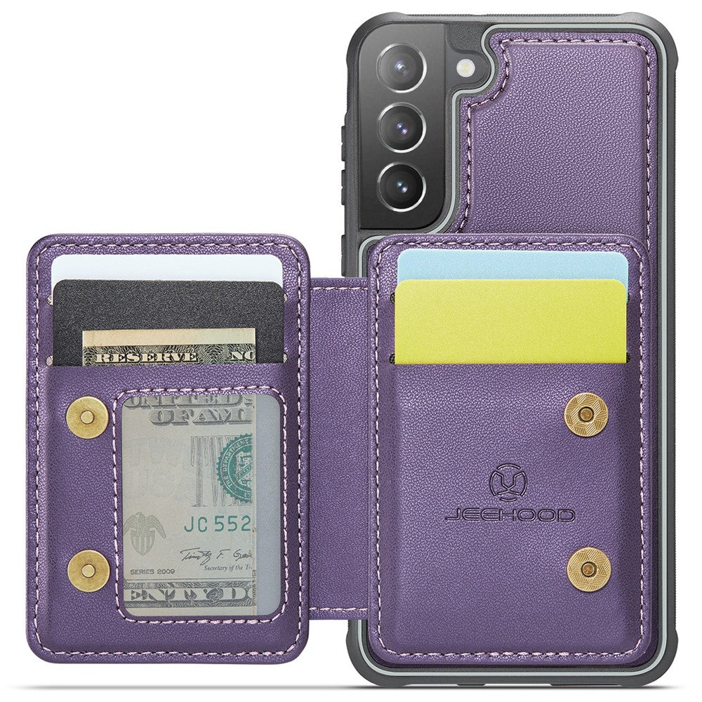 JEEHOOD J05 For Samsung Galaxy S21+ 5G Case Leather Mobile Cover with Detachable Magnetic Card Bag