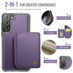 JEEHOOD J05 For Samsung Galaxy S21+ 5G Case Leather Mobile Cover with Detachable Magnetic Card Bag