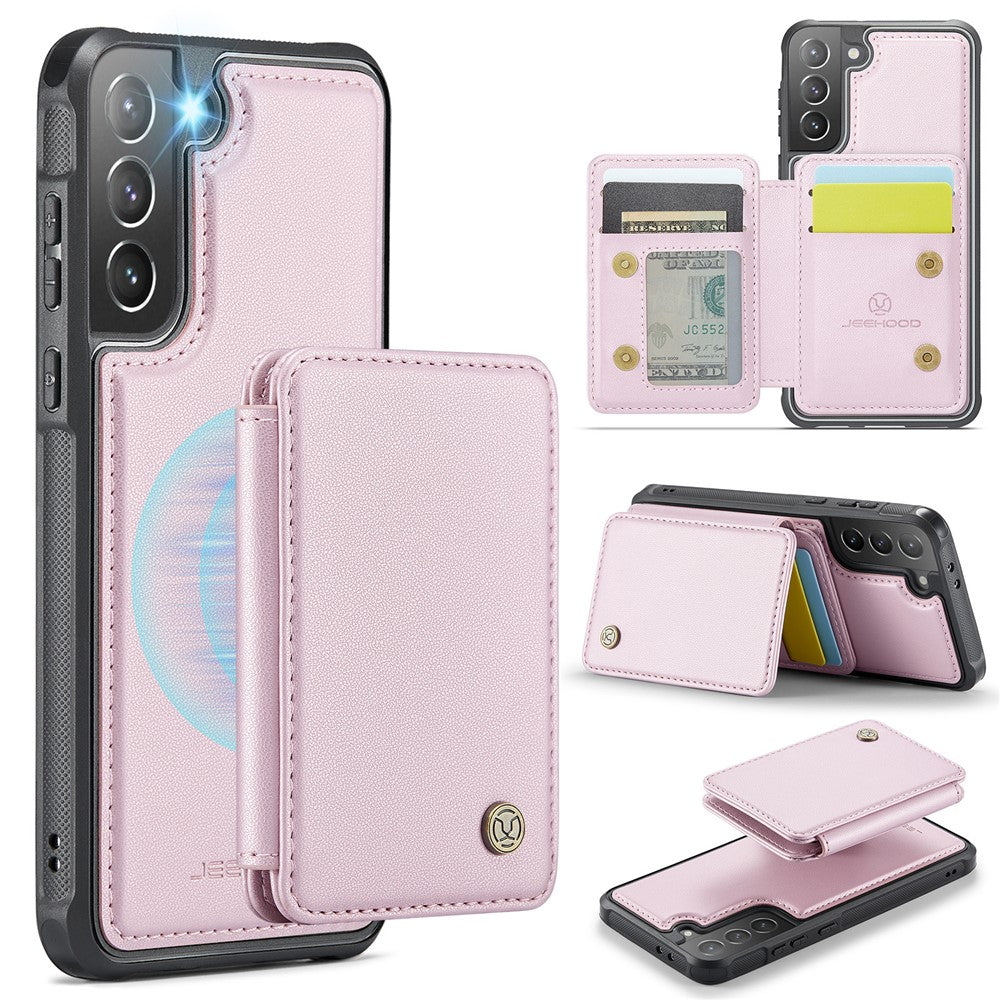 JEEHOOD J05 For Samsung Galaxy S21+ 5G Case Leather Mobile Cover with Detachable Magnetic Card Bag