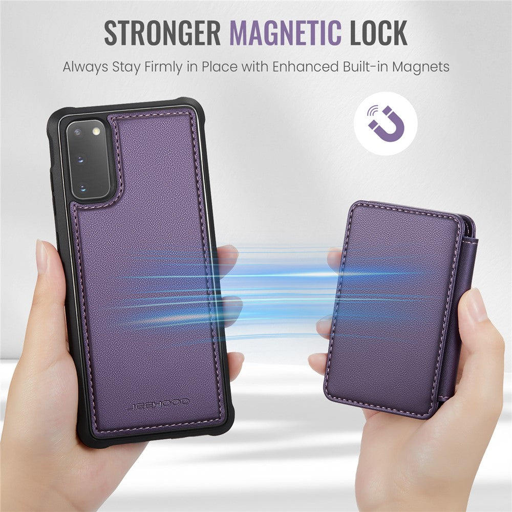JEEHOOD J05 För Samsung Galaxy S20 4G / 5G Läderfodral Mobilskal med Avtagbar Magnetisk Korthållare