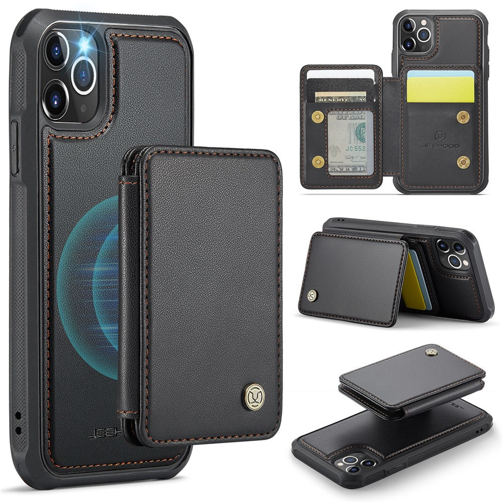 JEEHOOD J05 Til iPhone 11 Pro Max Cover Mobilcover i læder med aftagelig magnetisk kortholder