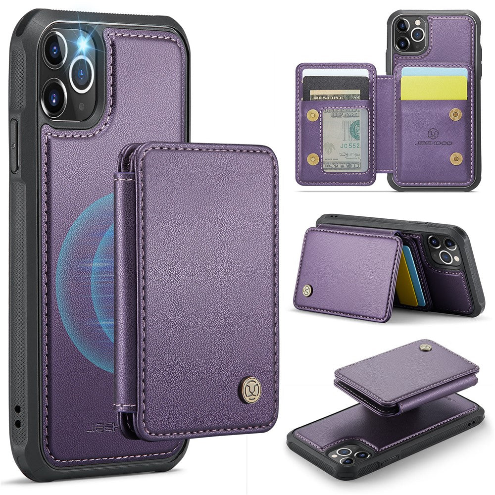 JEEHOOD J05 For iPhone 11 Pro Case Leather Mobile Cover with Detachable Magnetic Card Bag