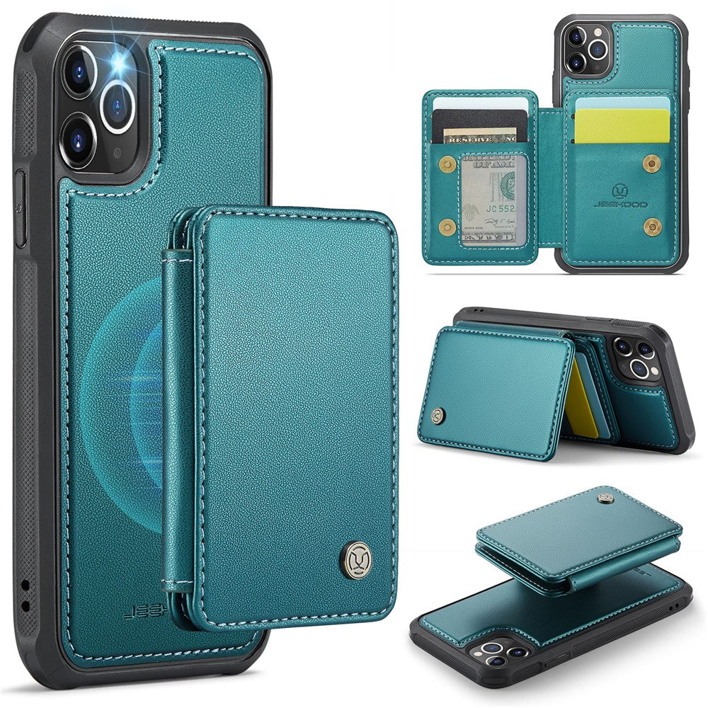 JEEHOOD J05 For iPhone 11 Pro Case Leather Mobile Cover with Detachable Magnetic Card Bag