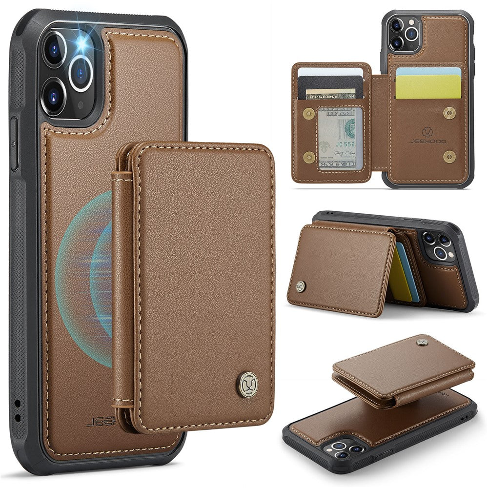 JEEHOOD J05 For iPhone 11 Pro Case Leather Mobile Cover with Detachable Magnetic Card Bag