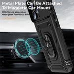 Til iPhone 16 Pro Max cover med ring-stativ, skydelåg til kamera, PC+TPU telefoncover