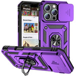 Til iPhone 16 Pro Max cover med ring-stativ, skydelåg til kamera, PC+TPU telefoncover