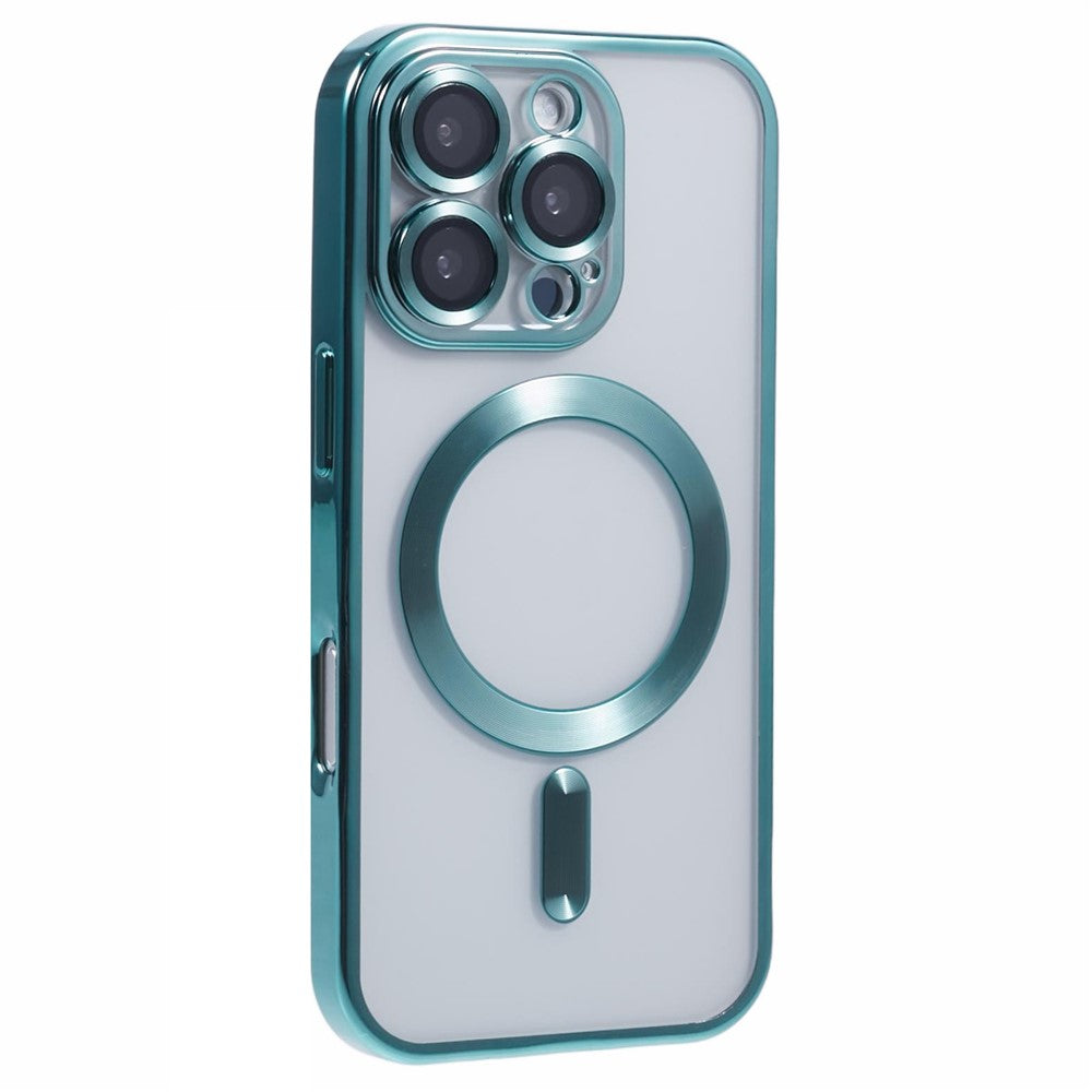 For iPhone 16 Pro Max Case Compatible with MagSafe Electroplating TPU Phone Cover with Lens Film