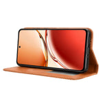 OPPO Reno12 F 5G / Oppo F27 5G Skal Retro PU Läder Plånboksfodral mobilfodral Stativ