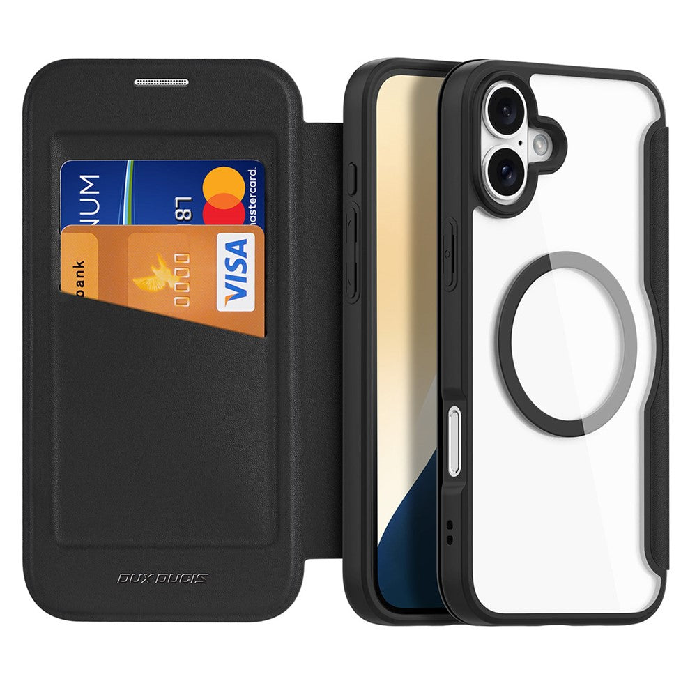 DUX DUCIS Skin X Pro for iPhone 16 Magnetic Case Card Slot PU Leather Flip Phone Cover