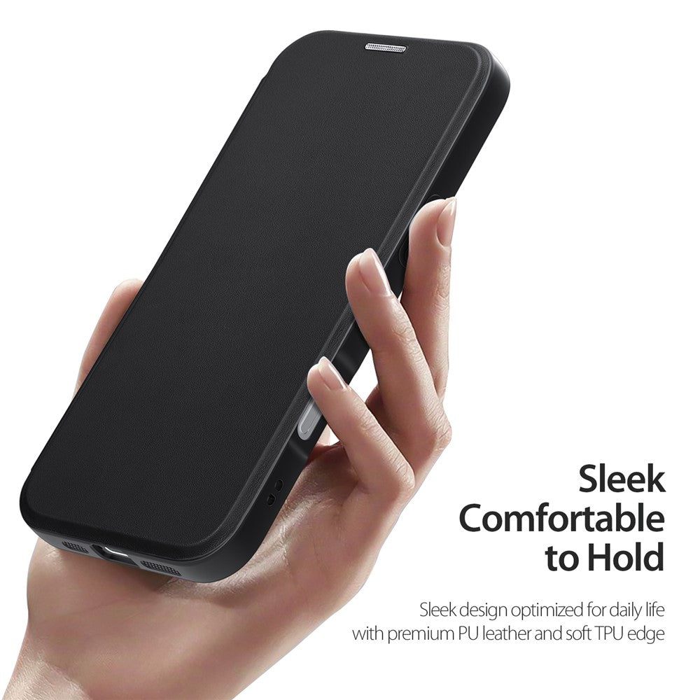 DUX DUCIS Skin X Pro for iPhone 16 Magnetic Case Card Slot PU Leather Flip Phone Cover