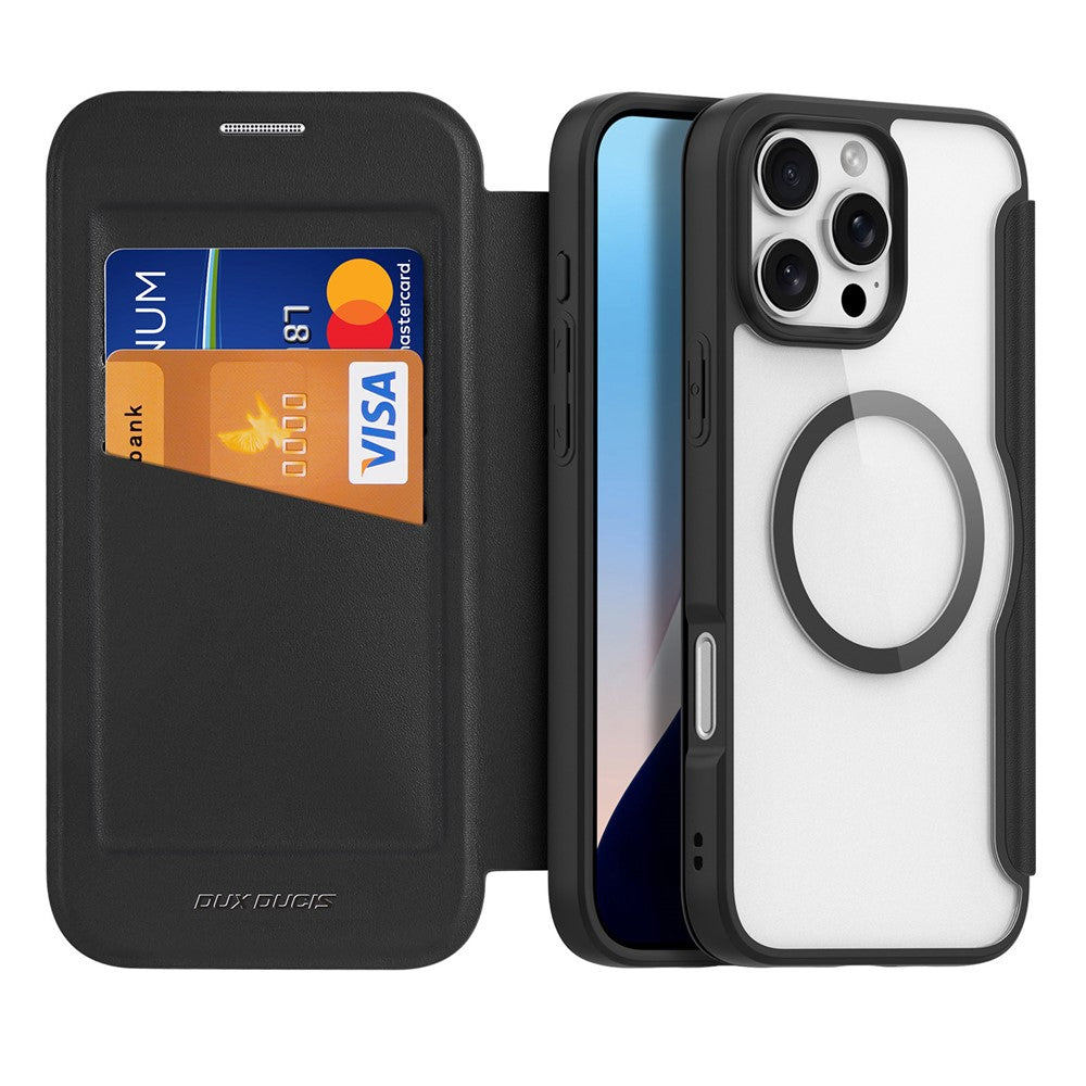 DUX DUCIS Skin X Pro for iPhone 16 Pro Leather Case Compatible with MagSafe Card Holder Phone Cover