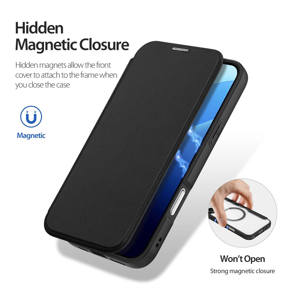 DUX DUCIS Skin X Pro for iPhone 16 Pro Leather Case Compatible with MagSafe Card Holder Phone Cover