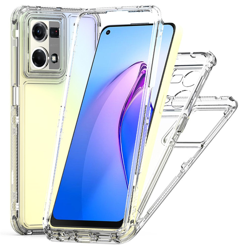 For Oppo Reno7 4G Clear Case Acrylic+TPU Phone Cover 3-in-1 Design