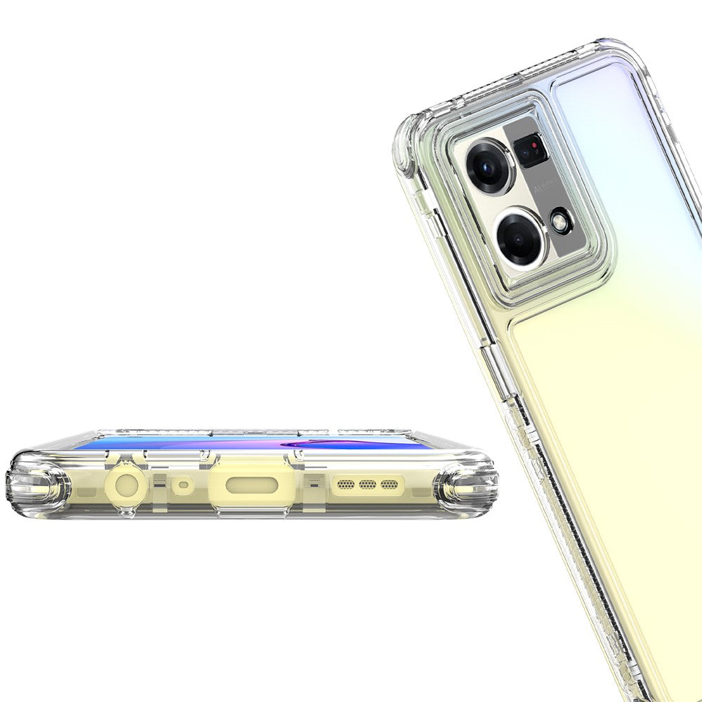 For Oppo Reno7 4G Clear Case Acrylic+TPU Phone Cover 3-in-1 Design