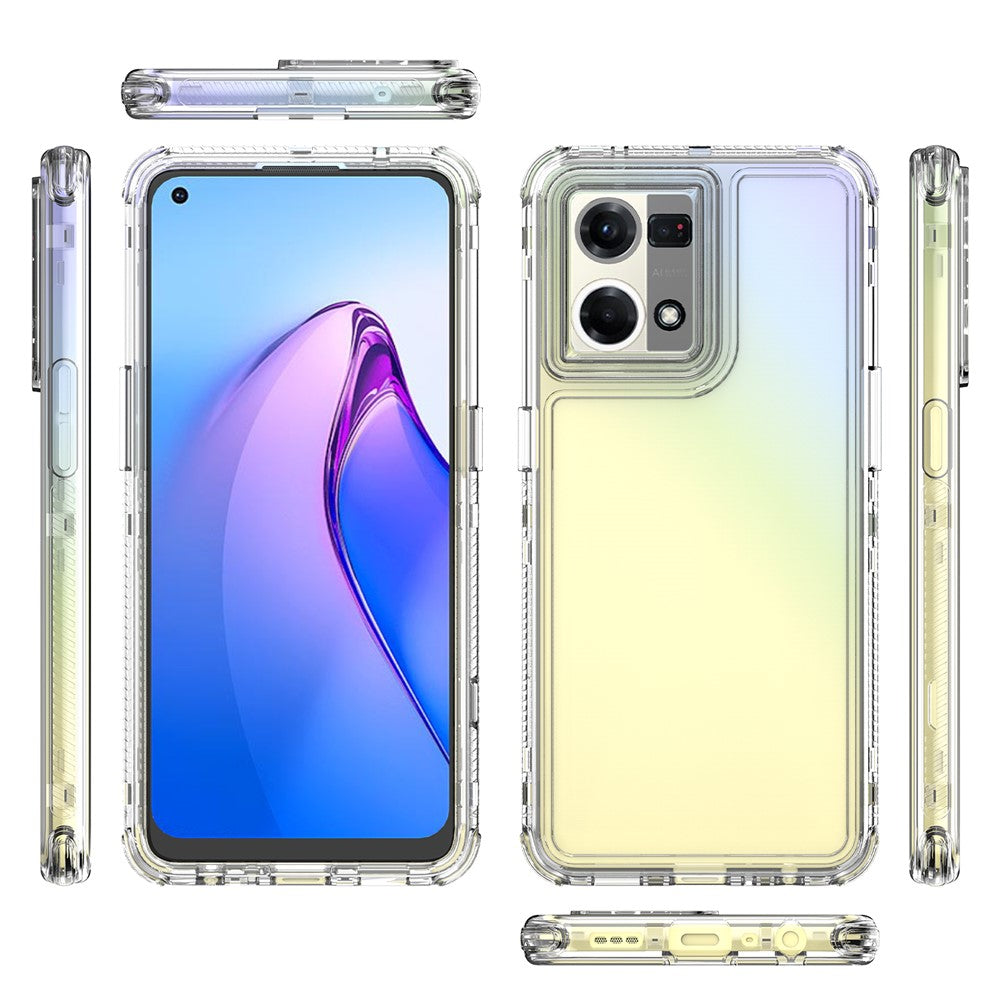 For Oppo Reno7 4G Clear Case Acrylic+TPU Phone Cover 3-in-1 Design