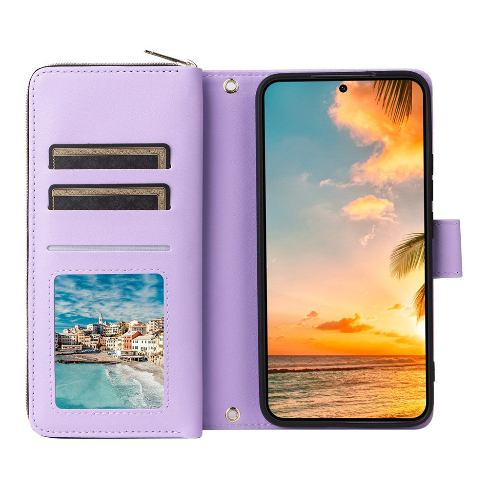 R20 For Samsung Galaxy S22+ 5G Case Zipper Leather Phone Cover Stand View