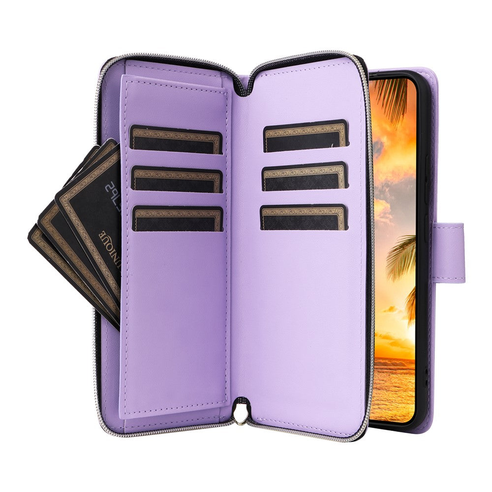 R20 For Samsung Galaxy S22+ 5G Case Zipper Leather Phone Cover Stand View