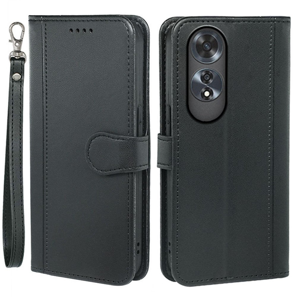 HX02 For Oppo A60 4G Case Magnetic Closure Leather Wallet Phone Cover with Strap