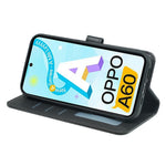HX02 For Oppo A60 4G Case Magnetic Closure Leather Wallet Phone Cover with Strap