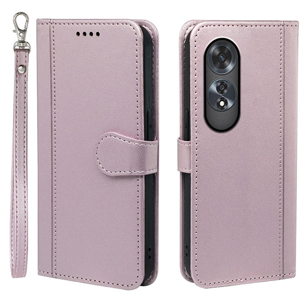 HX02 For Oppo A60 4G Case Magnetic Closure Leather Wallet Phone Cover with Strap