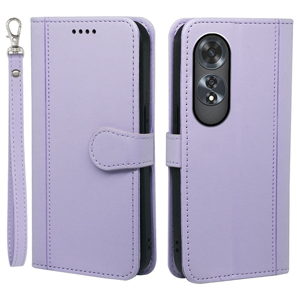 HX02 For Oppo A60 4G Case Magnetic Closure Leather Wallet Phone Cover with Strap