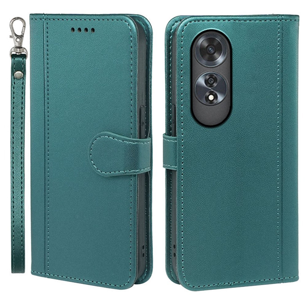 HX02 For Oppo A60 4G Case Magnetic Closure Leather Wallet Phone Cover with Strap