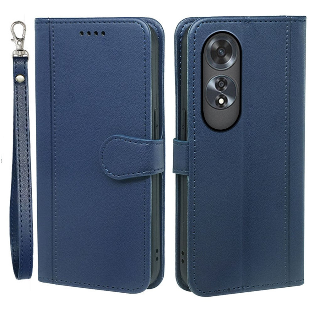 HX02 For Oppo A60 4G Case Magnetic Closure Leather Wallet Phone Cover with Strap