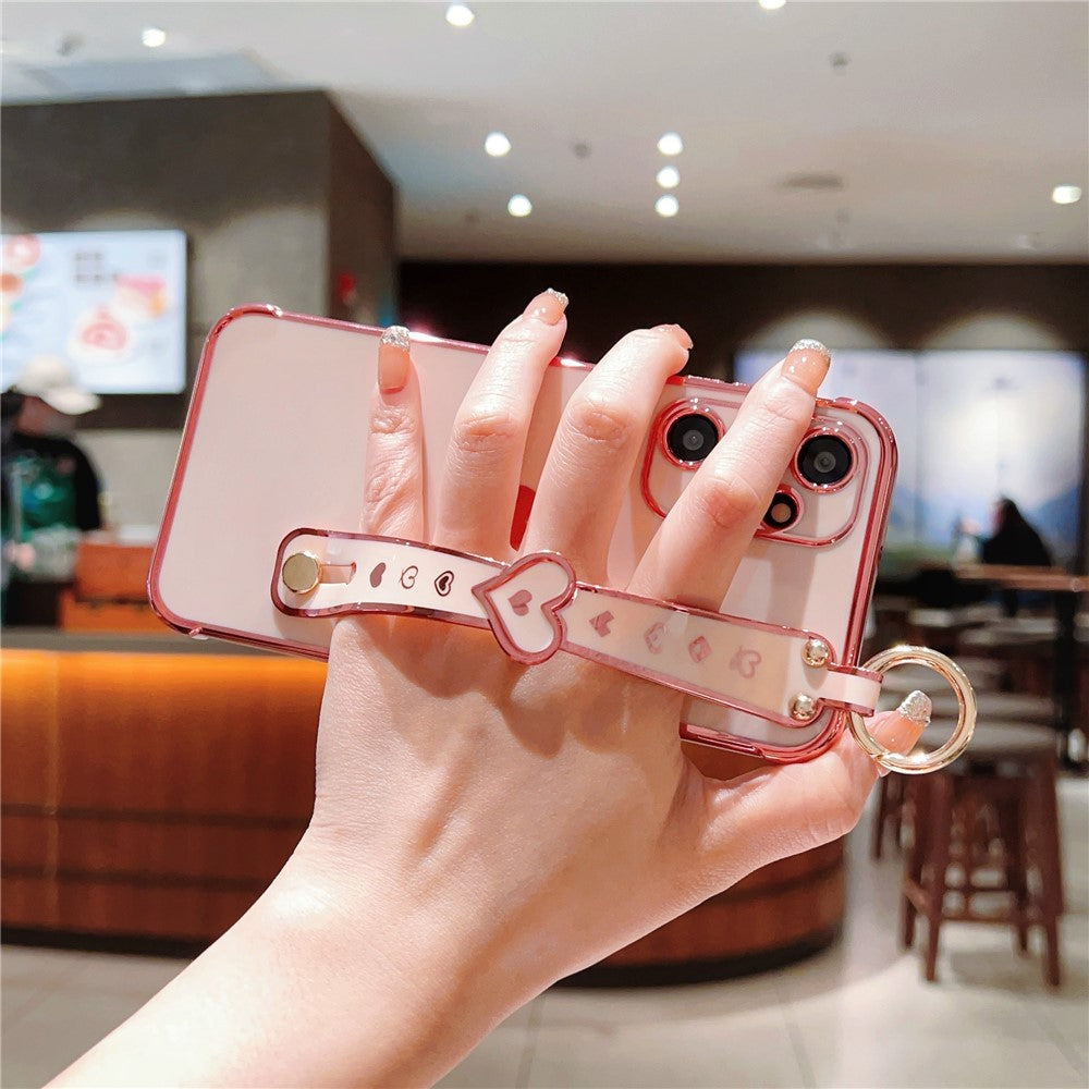 Samsung Galaxy A15 4G / 5G Skal Kärlek Hjärtmönster TPU mobilskal Armband Stativ Hållare