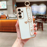 Til Samsung Galaxy A54 5G cover, galvaniseret Love Heart TPU telefoncover, armbåndsringholder