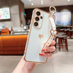 Til Samsung Galaxy A54 5G cover, galvaniseret Love Heart TPU telefoncover, armbåndsringholder