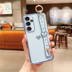 Til Samsung Galaxy A54 5G cover, galvaniseret Love Heart TPU telefoncover, armbåndsringholder