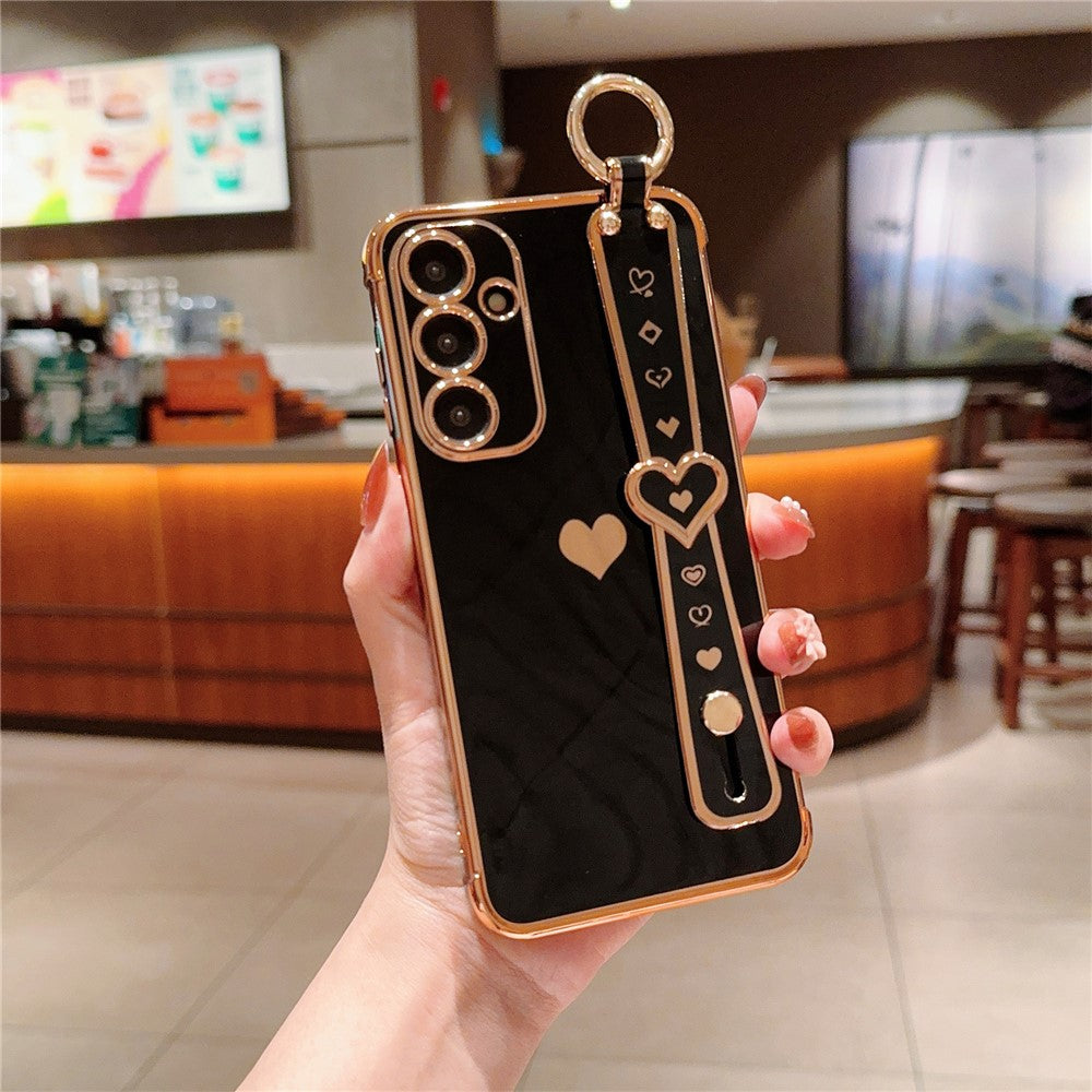Til Samsung Galaxy A54 5G cover, galvaniseret Love Heart TPU telefoncover, armbåndsringholder