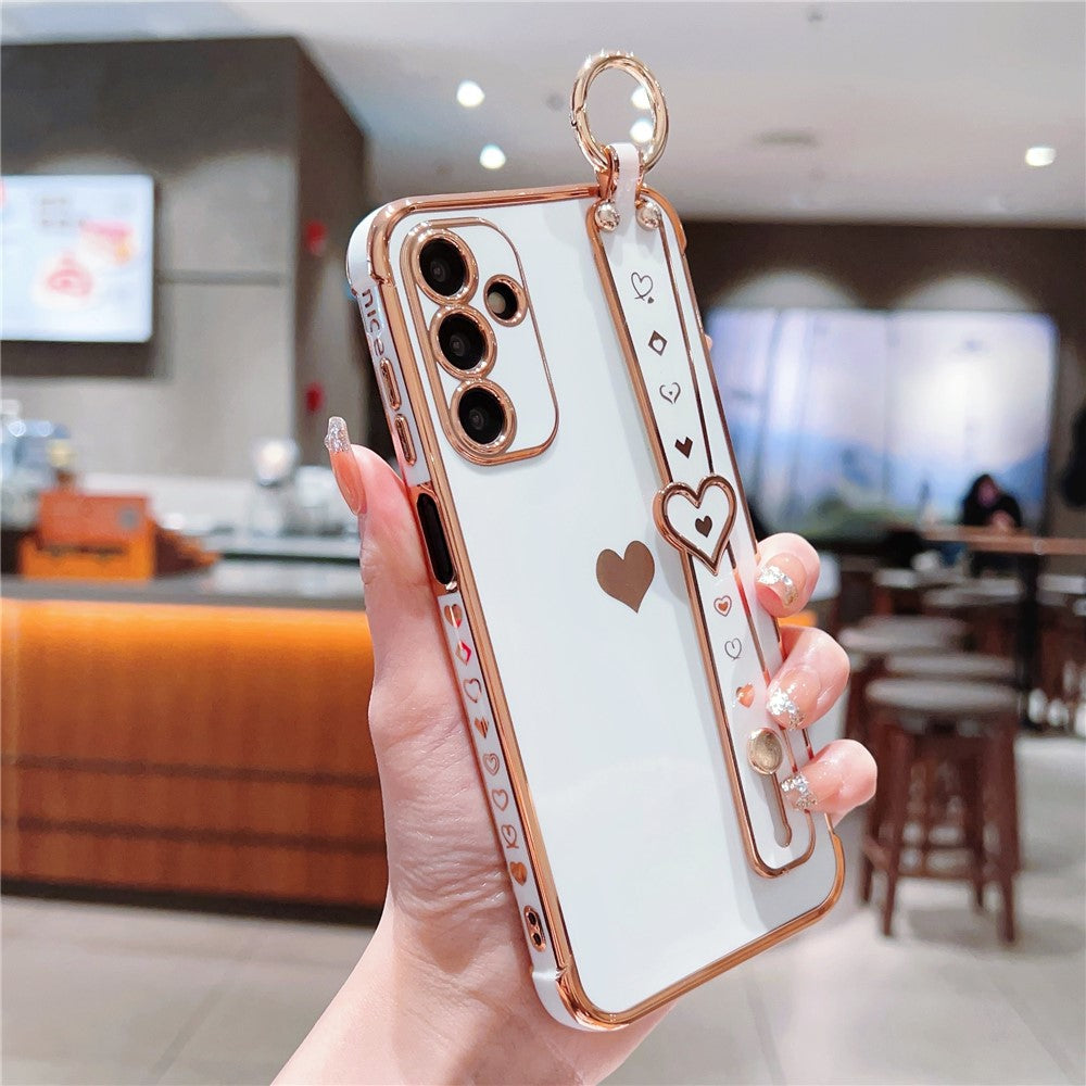 For Samsung Galaxy A35 5G Case Flexible TPU Love Heart Cute Phone Cover Wristband