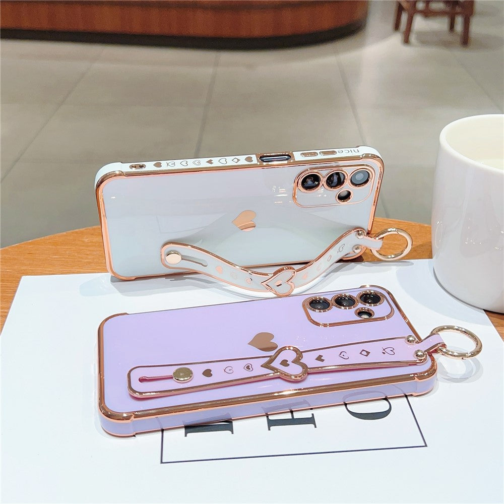 For Samsung Galaxy A35 5G Case Flexible TPU Love Heart Cute Phone Cover Wristband