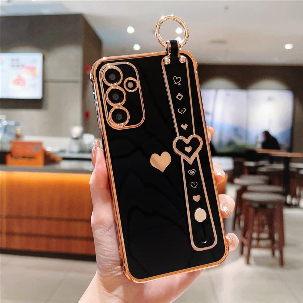 For Samsung Galaxy A35 5G Case Flexible TPU Love Heart Cute Phone Cover Wristband