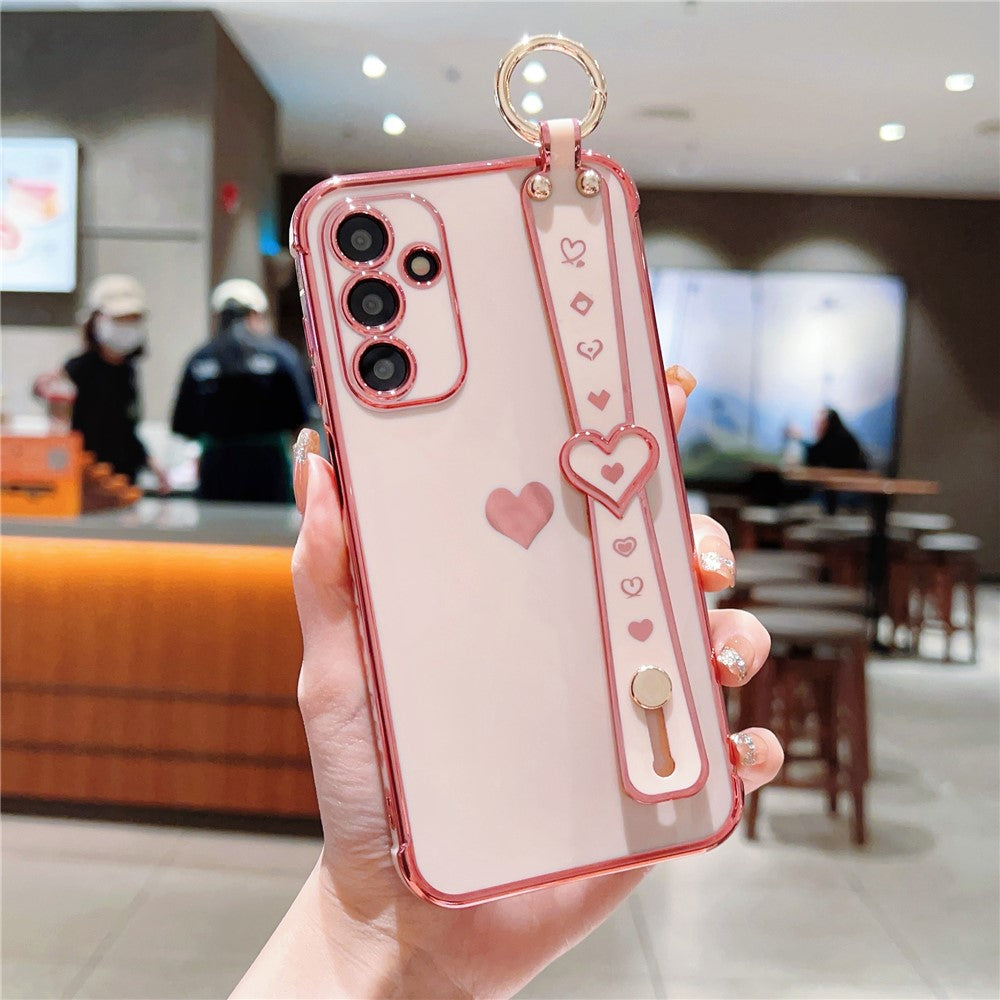 For Samsung Galaxy A35 5G Case Flexible TPU Love Heart Cute Phone Cover Wristband